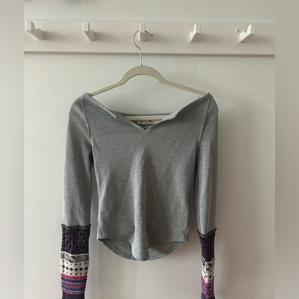 Free People We The Free Cozy Craft Cuff, Size Small, Heather Grey Combo, NEW - Picture 3 of 6